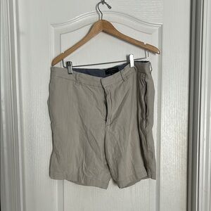 Tan Flat Front Casual Shorts Lightweight
